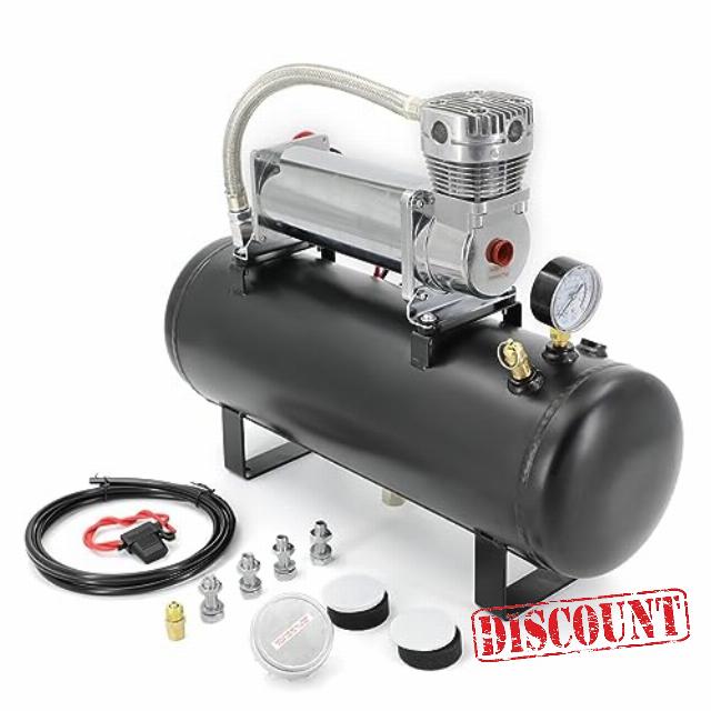 CNRAQR 200PSI 12V Heavy Duty Air Train Horn/Air Ride Suspension Compressor with 1.5 Gallon (5.6 Liter) Train/Air Horn Tank