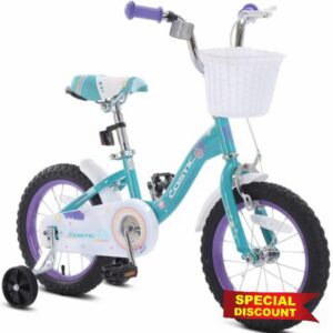 COSTIC Kids Bike for 3-8 Years Girls with Training Wheels & Front Handbrake Toddler Girl Bikes 12 14 16 Inch Princess Kids Bicycle with Basket Bike