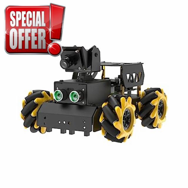 Hiwonder 2DOF HD Camera AI Vision Robot Raspberry Robot Car with Mecanum Wheels Support Python Progamming Open Source DIY Robot Kit for Beginners Teens Powered by Raspberry Pi 4B 4GB