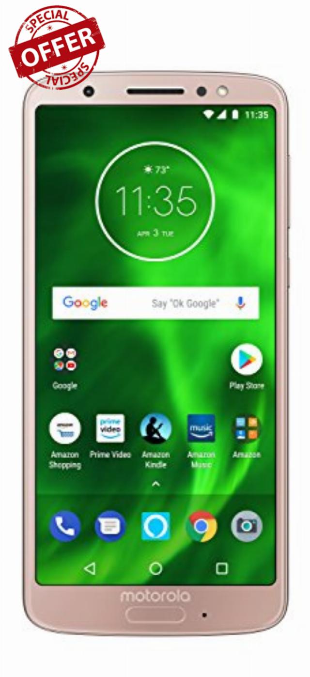 Moto G6 with Alexa Hands-Free – 32 GB – Unlocked (AT&T/Sprint/T-Mobile/Verizon) – Oyster Blush - Prime Exclusive Phone