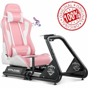 GTPLAYER Racing Simulator Cockpit with Seat and Bluetooth Speakers