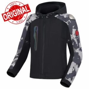 Scoyco Motorcycle Jacket Camo Sleeve Cordura Motorbike Hoodie CE Armored Zip Up Jacket with Removable Hood Winter