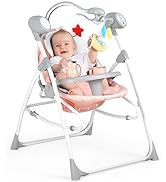 COSTWAY Electric Baby Swing, 2-in-1 Toddler Bouncer with 5 Swing Speed, 3 Timer and Built-in Musi...
