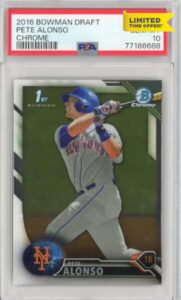 Graded 2016 Bowman Draft Pete Alonso #BDC92 Chrome Rookie RC Baseball Card PSA 10 Gem Mint