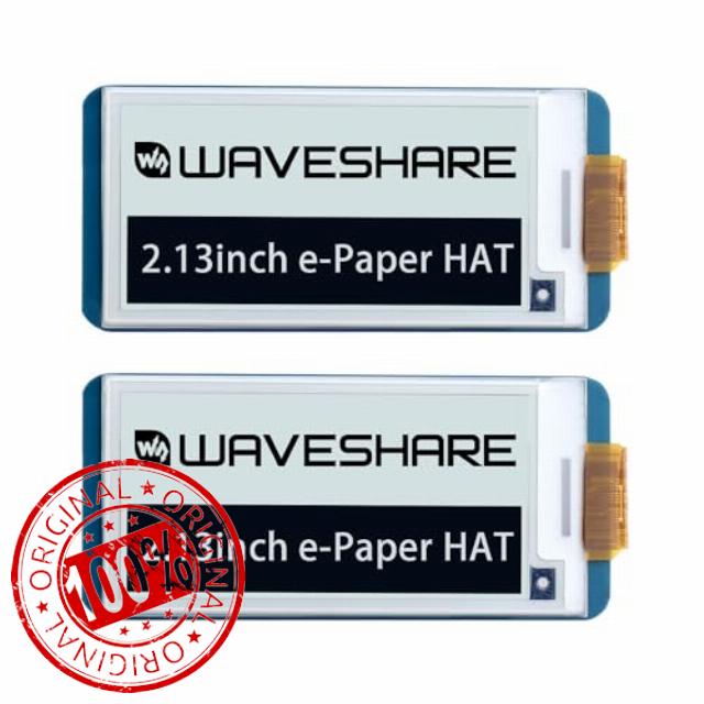 Waveshare 2PCS 2.13inch E-Ink Display HAT V4 Version Compatible with Raspberry Pi 4B/3B+/3B/2B/B+/A+/Zero/Zero W/WH/Zero 2W Series Boards 250x122 Resolution SPI Interface Supports Partial Refresh