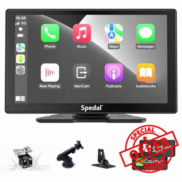 Spedal 9 Inch Wireless Carplay & Android Auto with 1080P Backup Camera