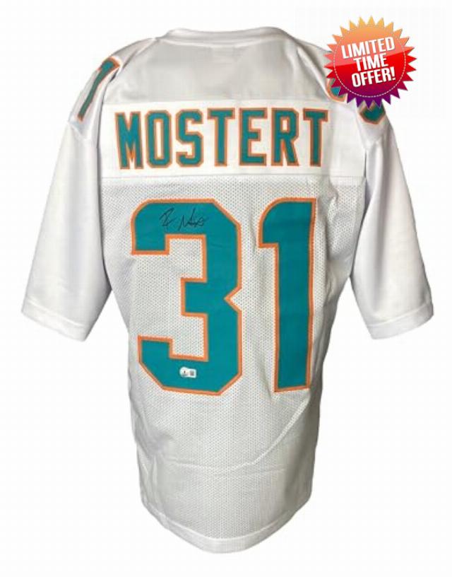 Raheem Mostert Miami Signed White Football Jersey BAS ITP