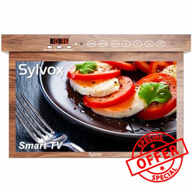 SYLVOX 15.6" Flip Down Smart TV Under Cabinet TV Supports 360 Degree Rotation WiFi & Wireless Connection