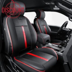 Carlimeki F150 Seat Covers with Center Console Armrest Covers - Custom Fit for 2015-2020 Super Crew Cab F150 XL XLT - Carbon Fiber - Fully Covered
