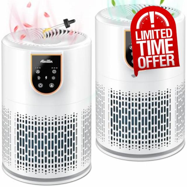 Aircillin 2-Pack Air Purifiers for Bedroom with H13 True HEPA Filter