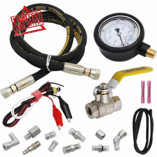 Zreneyfex 6000PSI Fuel Pressure Test Kit Hpop Test Gauge Kit Fuel Pressure Testers Compatible with Ford 1994-2007 F250 F350 Powerstroke 6.0L & 7.3L Diesel Engines