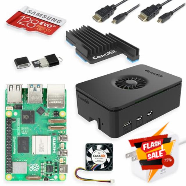 CanaKit Raspberry Pi 5 Starter Kit PRO - Turbine Black (128GB Edition) (8GB RAM)