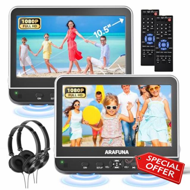 10.5" Dual Portable DVD Player with 1080P HDMI Input