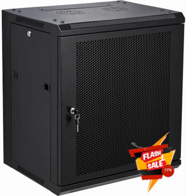 NETECABLE 12U Wall Mount Server Cabinet Network Rack Vented Enclosure Locking Door