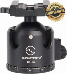 SUNWAYFOTO XB-52LR Tripod Ball Head w Arca Compatible L.E.V.E.R Clamp Low Profile 132lb Max Load