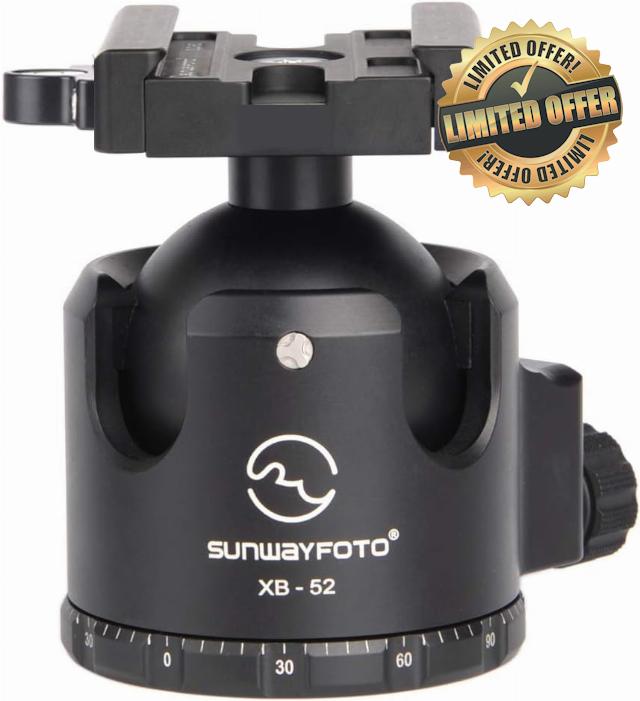 SUNWAYFOTO XB-52LR Tripod Ball Head w Arca Compatible L.E.V.E.R Clamp Low Profile 132lb Max Load