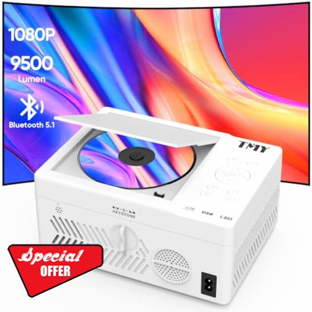 TMY Bluetooth Projector with DVD Player Built in