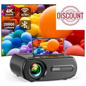 Projector 4K with WiFi and Bluetooth: [2024 Upgraded] 600 ANSI 20000L Native 1080P Projector