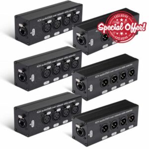 Copkim 6 Pack 4 Channel 3 Pin Multi Network XLR Cable Breakout 3 Pin XLR Male and Female Over RJ45 Ethercon Cable Multi Extender for Stage Lighting and Home Recording Studio Compatible