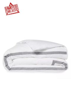 Matouk Sterling 350 Thread Count Duvet Cover Full/Queen White/Charcoal