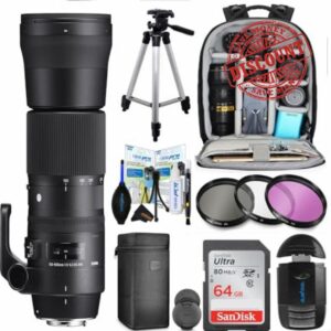 Sigma 150-600MM 5-6.3 Contemporary DG OS HSM Lens for Canon with 95mm Protection Filter + Sunshine Photo Pro Accessories Bundle...