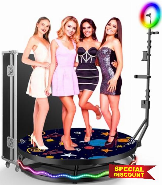 360 Photo Booth Machine for Parties with Ring Light Selfie Holders Remote Control Automatic Slow Motion 360 Camera Booth for Cheristmas Wedding