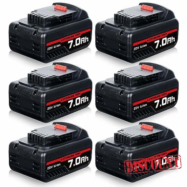 FERRYBOAT 6Pack 7.0Ah DCB206 Replacement for Dewalt 20V Battery DCB200 DCB201 DCB203 DCB204 DCB206 DCB207