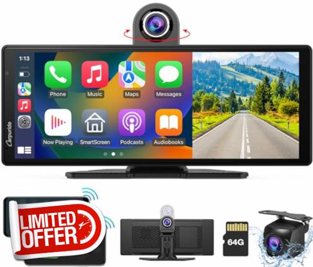 2024 Newest Carpuride W903 Wireless Apple Carplay Android Auto Car Stereo with 2.5K Dash Cam
