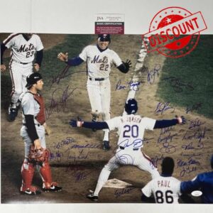 Autographed/Signed 1986 New York Mets Team 26x Sigs World Series Champions 16x20 Baseball Photo JSA COA #1