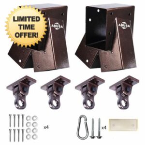 ABUSA Swing Sets Kits Including 2 A-Frame Brackets and 4 Swing Hangers Heavy Duty Swing Set Brackets and Swing Hangers for Backyard Playground Equipment (Bronze Sets)