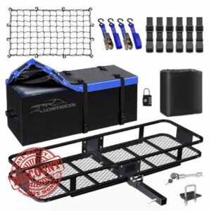 CAMOCOL 60" x 20" x 6" Trailer Hitch Cargo Carrier Hitch Mount & 16cu Waterproof Cargo Bag