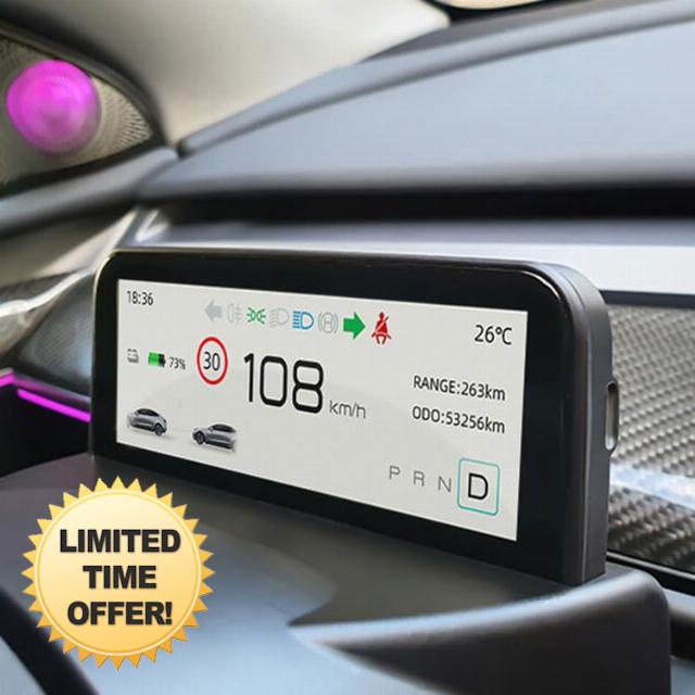 Tesla Head Up Display Digital Virtual Cockpit Ultra Mini Screen Display Embedded Design HUD Speedometer Car Dashboard Panel LCD Screen Tesla Accessories ODO for Tesla Model Y/3 (lntel CPU)