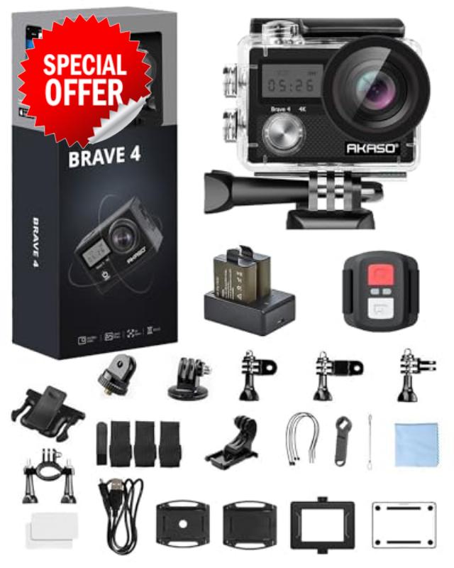 AKASO Brave 4 Action Camera 4K 30fps Ultra HD WiFi Sport Cameras with 170° FOV
