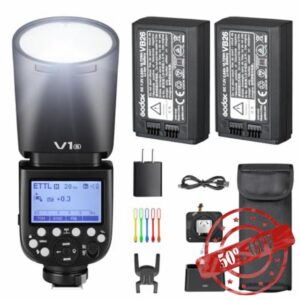 Godox V1S Camera Flash Speedlight for Sony with 2 Packs VB26 Batteries