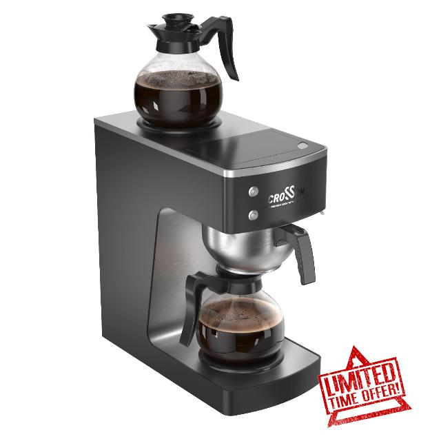 crosson 12 Cup Commercial Drip Coffee Brewer with Upper and Lower Warmer & 2 Glass Decanter