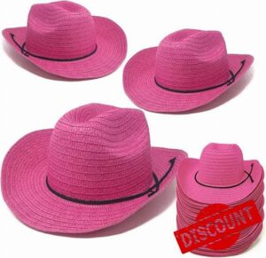 PODZLY 72 Pieces Straw Cowboy Hats - 24" Western Style Hats for Men & Women - Country Accessories - Straw Hats for Cowgirl