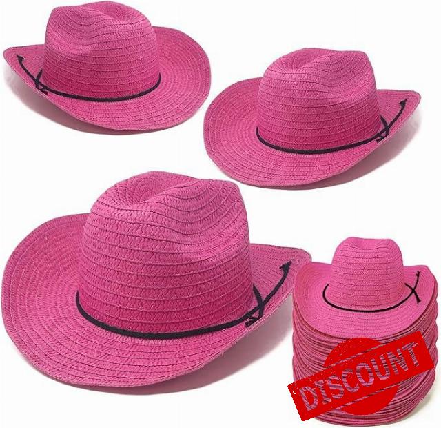PODZLY 72 Pieces Straw Cowboy Hats - 24" Western Style Hats for Men & Women - Country Accessories - Straw Hats for Cowgirl