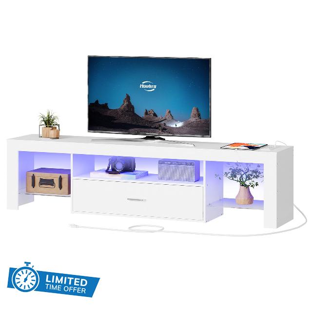 HOOBRO LED TV Stand with Power Outlets to 75 inch TV