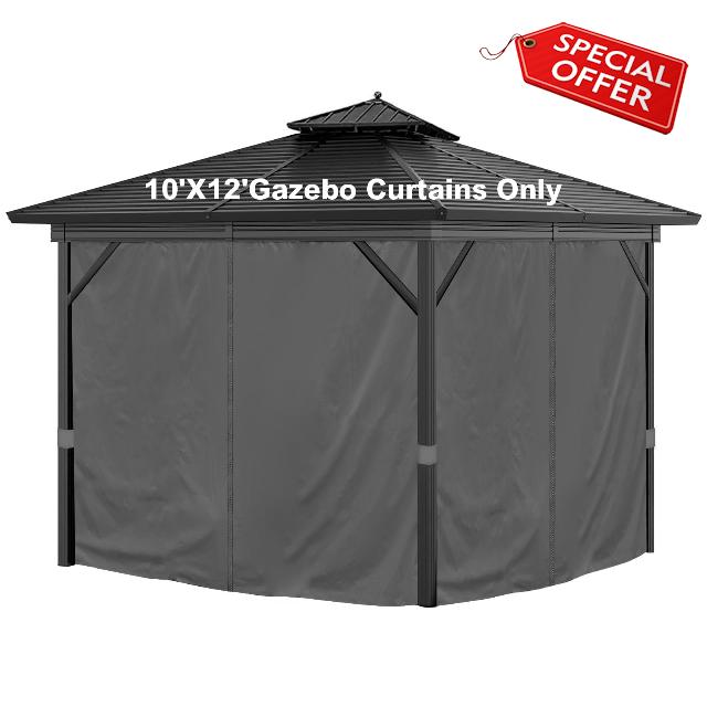 10'x12' Privacy Gazebo Curtains Outdoor Waterproof