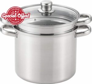 Yoshikawa Toscana Pasta Pot 8.7 inches (22 cm) (with Glass Lid)