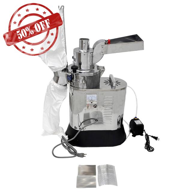 BREVELTION Electric Grain Mill Grinder Commercial Continuous Feeding Hammer Spice Herb Grinding Machine Dry Material Powder Pulverizer 2.2-88lbs (1-40kg)/h