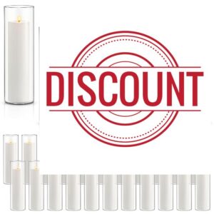 Maxcheck 30 Pcs White Pillar Candles and 30 Pcs Glass Cylinder Vases Clear Cylinder Candle Holders for Wedding Centerpieces Religious Church Memorial Meditation (3.3 x 6''