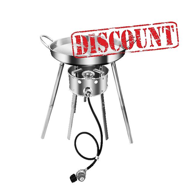 LetFeng 21" Stainless Steel Concave Comal Griddle with Propane Burner Stove and Heavy Duty Stretchable Stand Mexican Style Outdoor Cooking Disc Wok Discada Disc Cooker