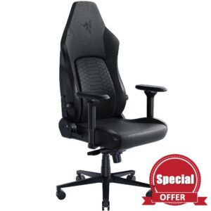 Razer Iskur V2 Gaming Chair: Adaptive Lumbar Support - Adjustable Lumbar Curve - High Density Foam Cushions - Reactive Seat Tilt &152-degree Recline - 4D Armrests - Synthetic Leather - Black