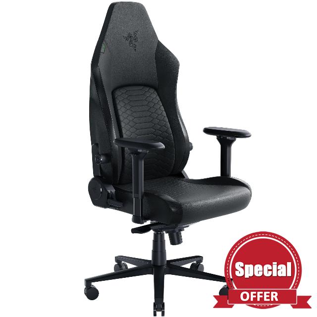 Razer Iskur V2 Gaming Chair: Adaptive Lumbar Support - Adjustable Lumbar Curve - High Density Foam Cushions - Reactive Seat Tilt &152-degree Recline - 4D Armrests - Synthetic Leather - Black