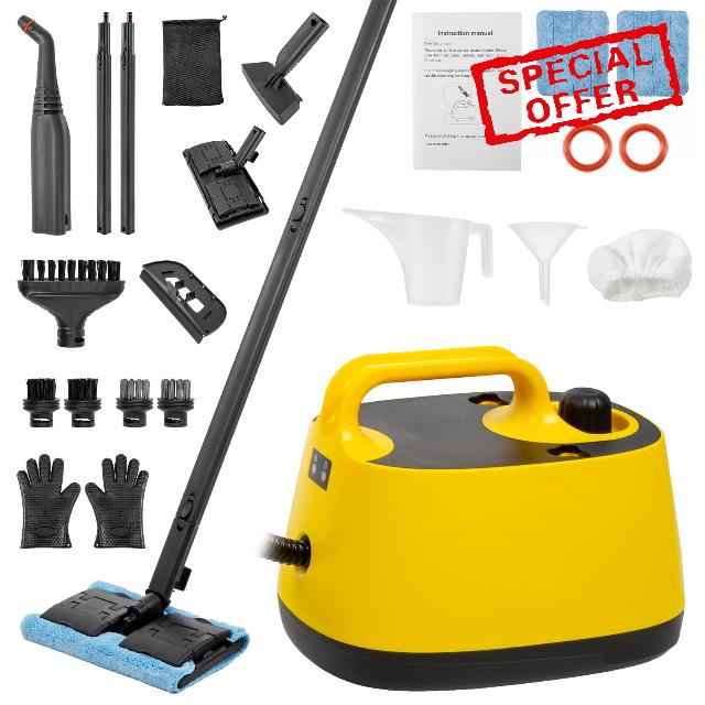 Dyna-Living 1500W High Pressure Steam Cleaner for Home Use 4.0 BAR Handheld Steamer Cleaning for Car Detailing 215°F High-Temperature Steam Cleaner for Upholstery Floor Steam Cleaner with 1.5L Tank