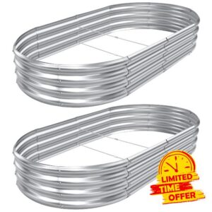 AHEONLAR 2pack 8×4×1ft Raised Garden Bed，Outdoor Galvanized Planter Boxes