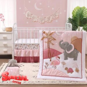 The Peanutshell Safari Crib Bedding Set for Girls