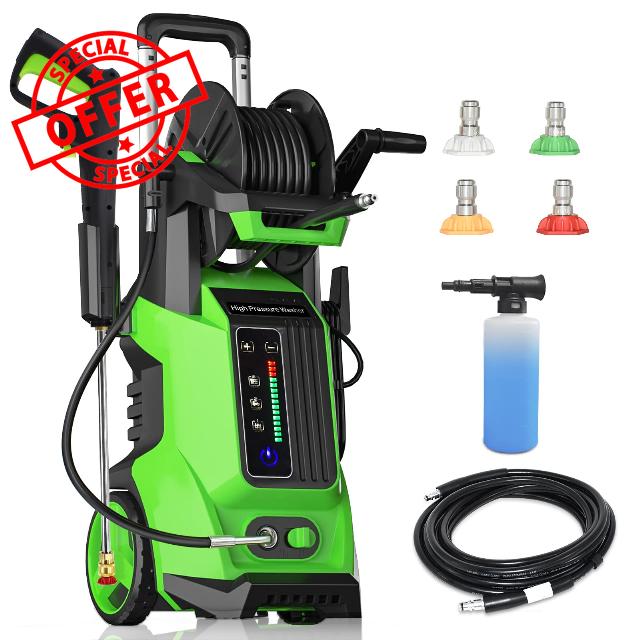 Electric Power Washer 4000 PSI 2.8 GPM High Pressure Washers with 4 Interchangeable Nozzles and 3 Levels of Adjustment Effortlessly Car Water Washer for Home Patio