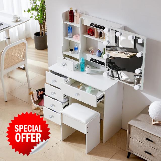 Lucaseone Vanity Desk with Lights